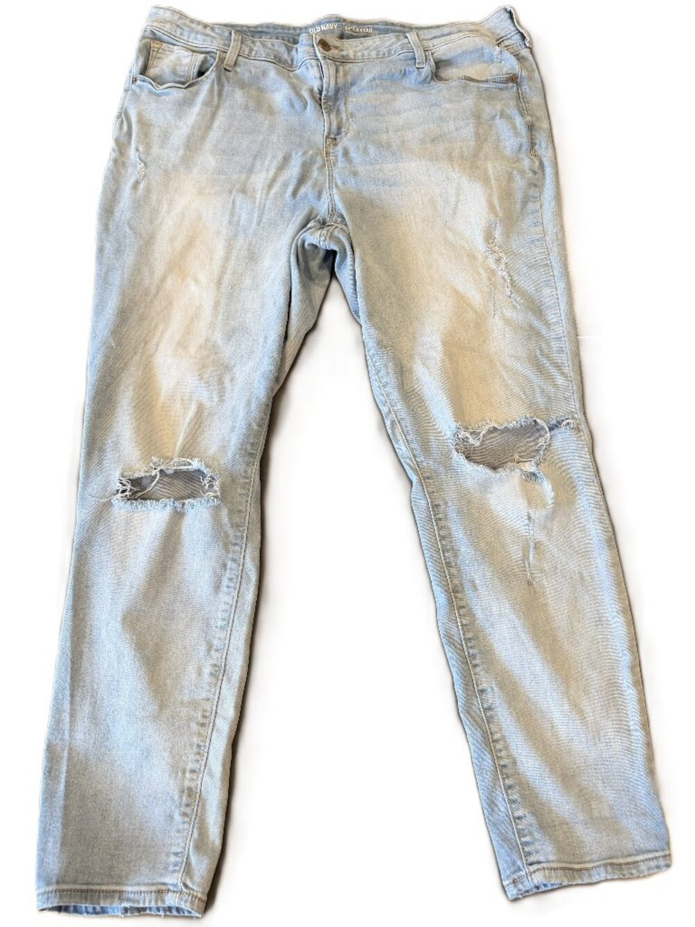 Old Navy Rockstar Women's Mid Rise Light Wash Distressed Jeans Size 18